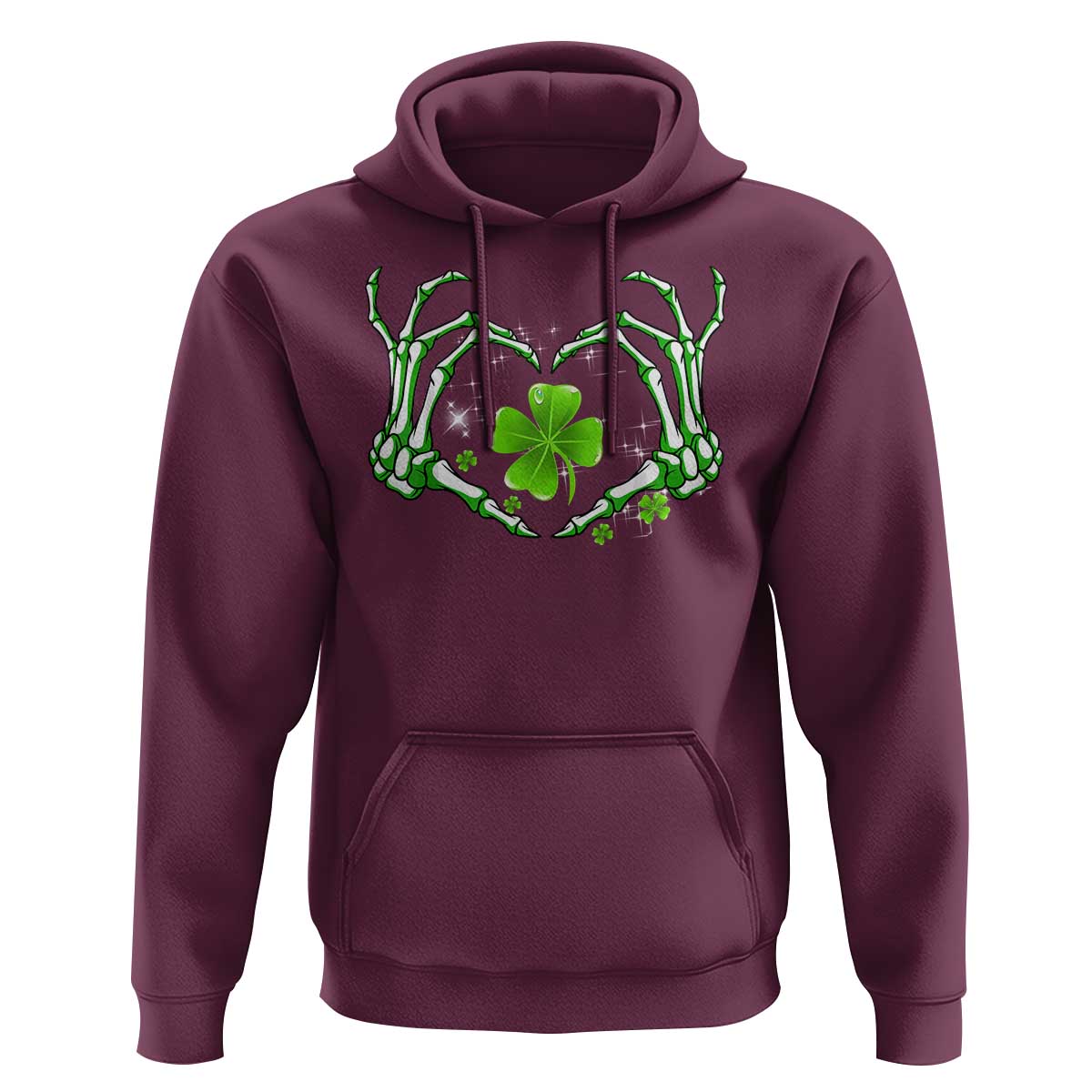 Skeleton Hand Heart Shamrock St Patricks Day Hoodie