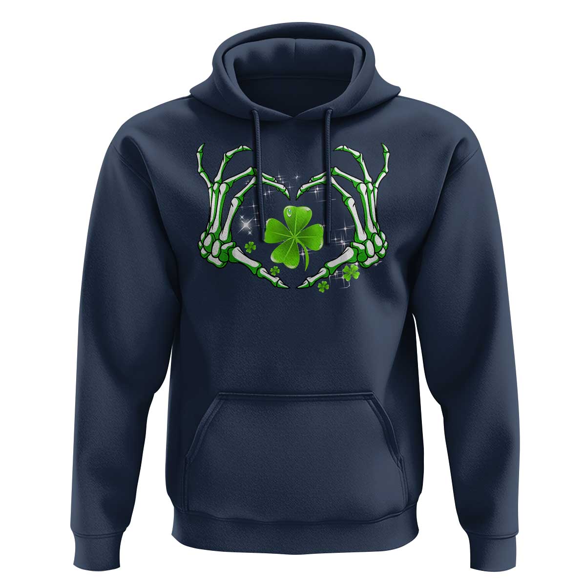 Skeleton Hand Heart Shamrock St Patricks Day Hoodie