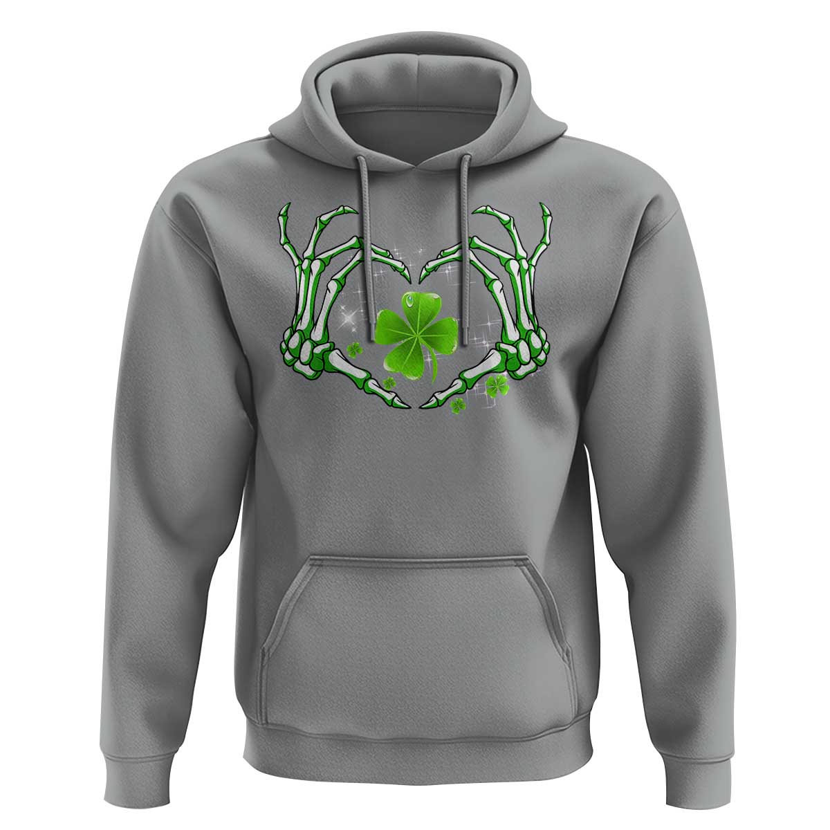 Skeleton Hand Heart Shamrock St Patricks Day Hoodie