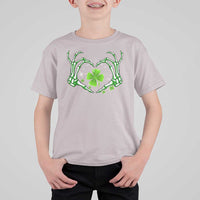 Skeleton Hand Heart Shamrock St Patricks Day T Shirt For Kid
