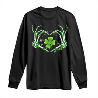 Skeleton Hand Heart Shamrock St Patricks Day Long Sleeve Shirt