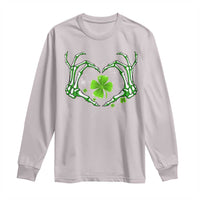 Skeleton Hand Heart Shamrock St Patricks Day Long Sleeve Shirt