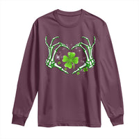 Skeleton Hand Heart Shamrock St Patricks Day Long Sleeve Shirt