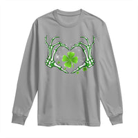 Skeleton Hand Heart Shamrock St Patricks Day Long Sleeve Shirt