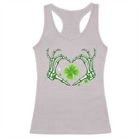 Skeleton Hand Heart Shamrock St Patricks Day Racerback Tank Top