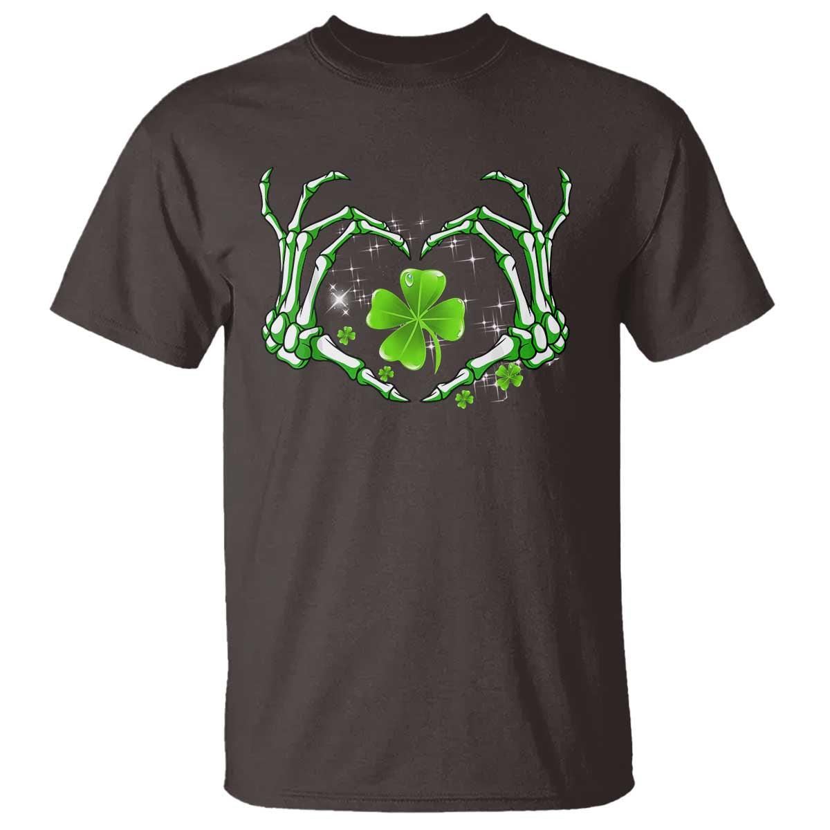 Skeleton Hand Heart Shamrock St Patricks Day T Shirt