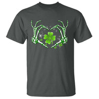 Skeleton Hand Heart Shamrock St Patricks Day T Shirt