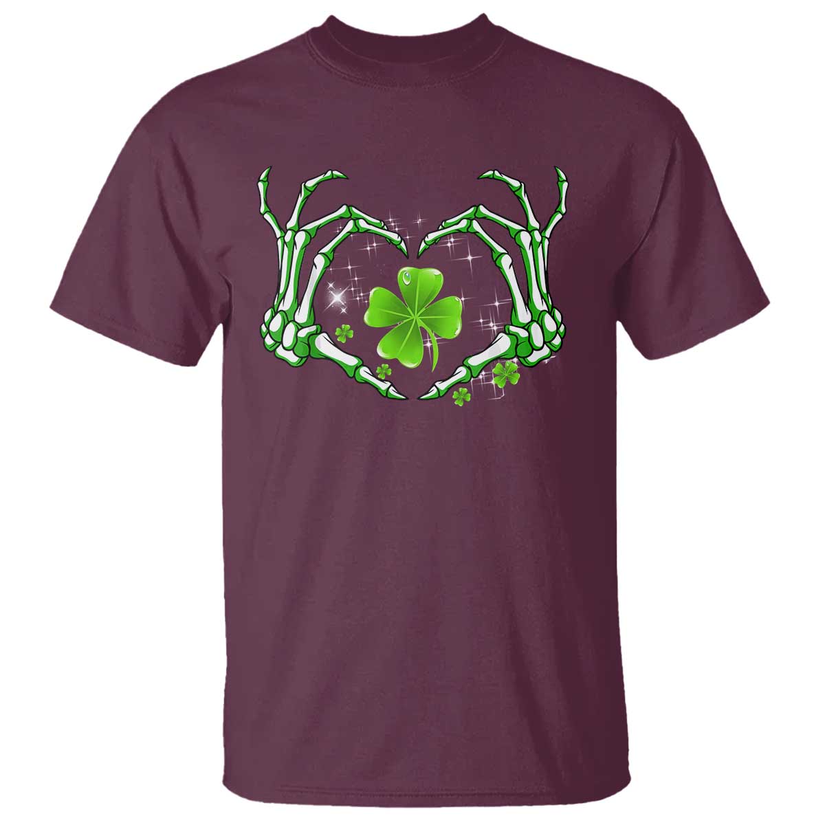 Skeleton Hand Heart Shamrock St Patricks Day T Shirt