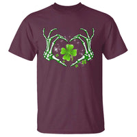 Skeleton Hand Heart Shamrock St Patricks Day T Shirt