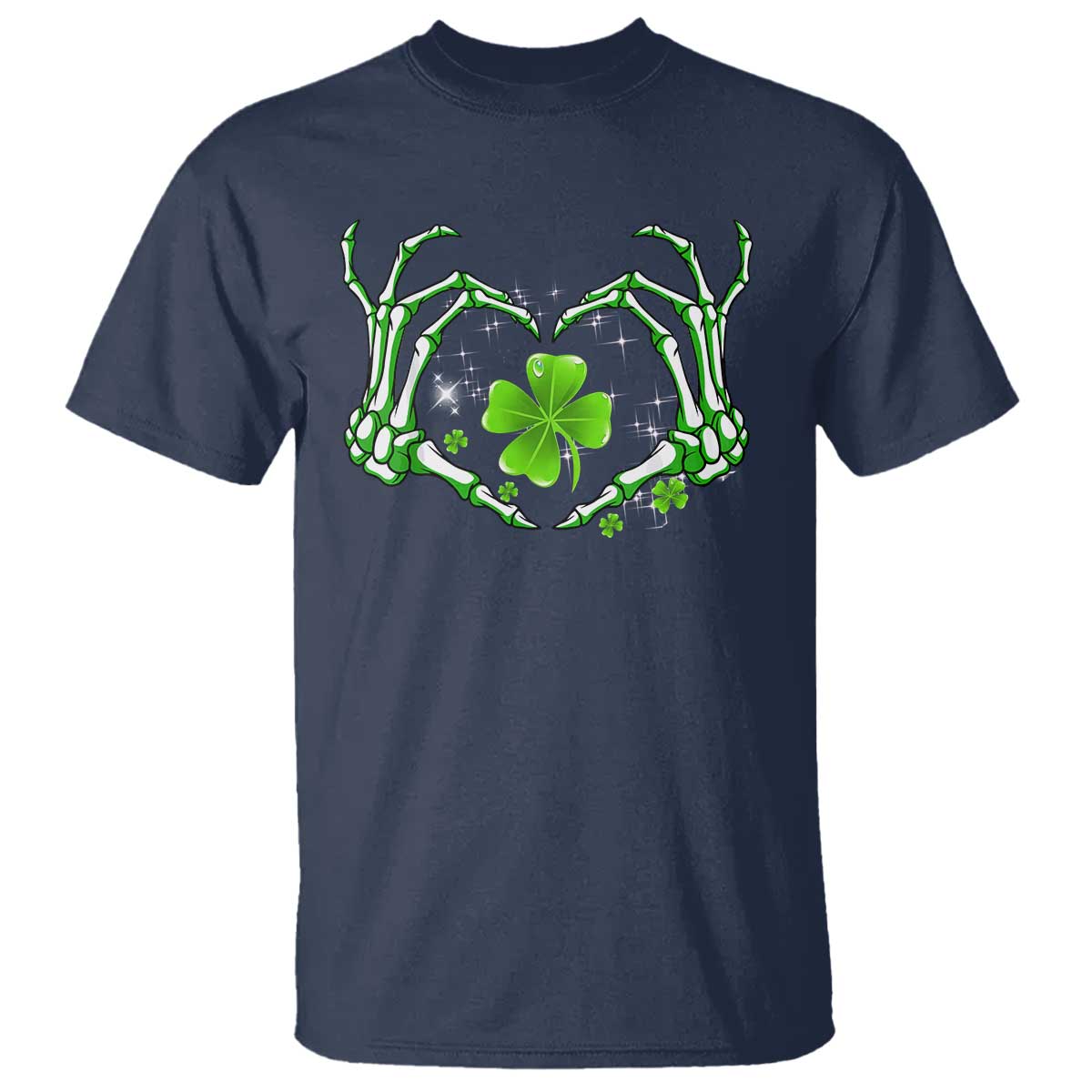 Skeleton Hand Heart Shamrock St Patricks Day T Shirt