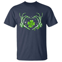 Skeleton Hand Heart Shamrock St Patricks Day T Shirt