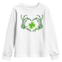 Skeleton Hand Heart Shamrock St Patricks Day Youth Sweatshirt