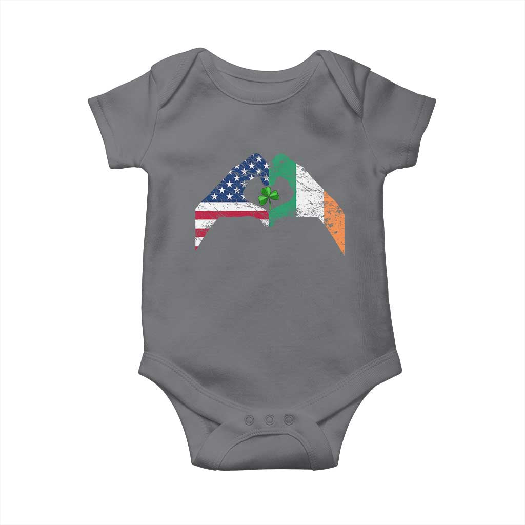 America Ireland Flag Baby Onesie Lucky Shamrock Vintage American Irish Roots