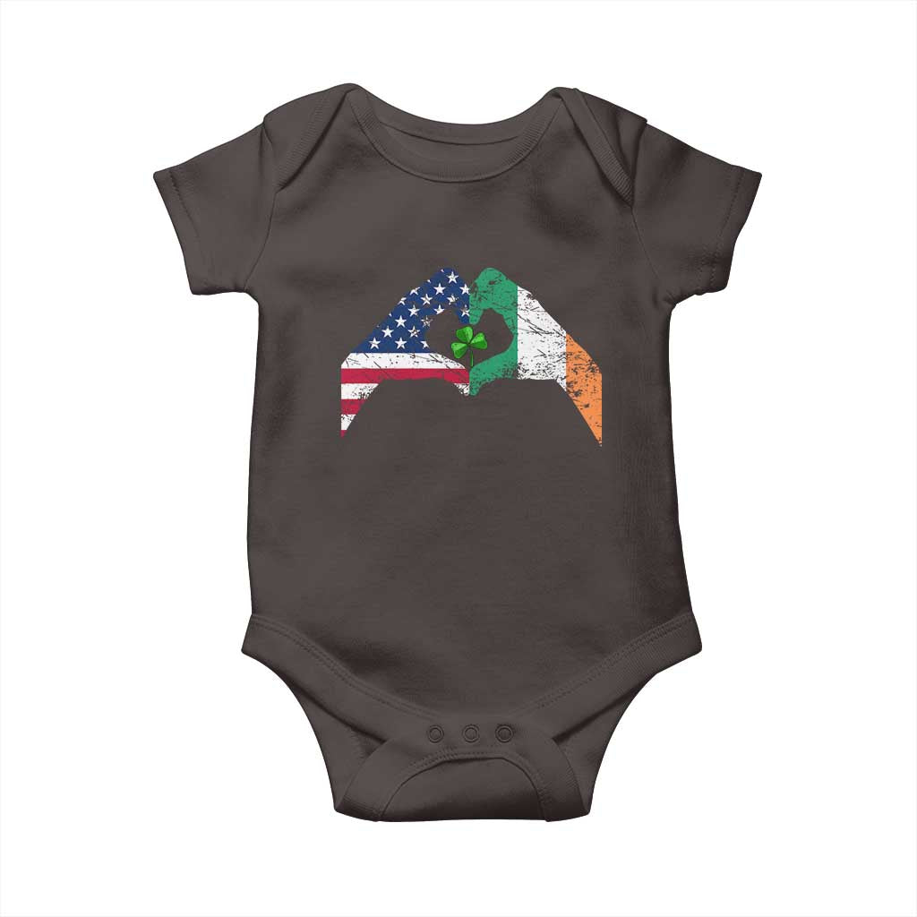 America Ireland Flag Baby Onesie Lucky Shamrock Vintage American Irish Roots