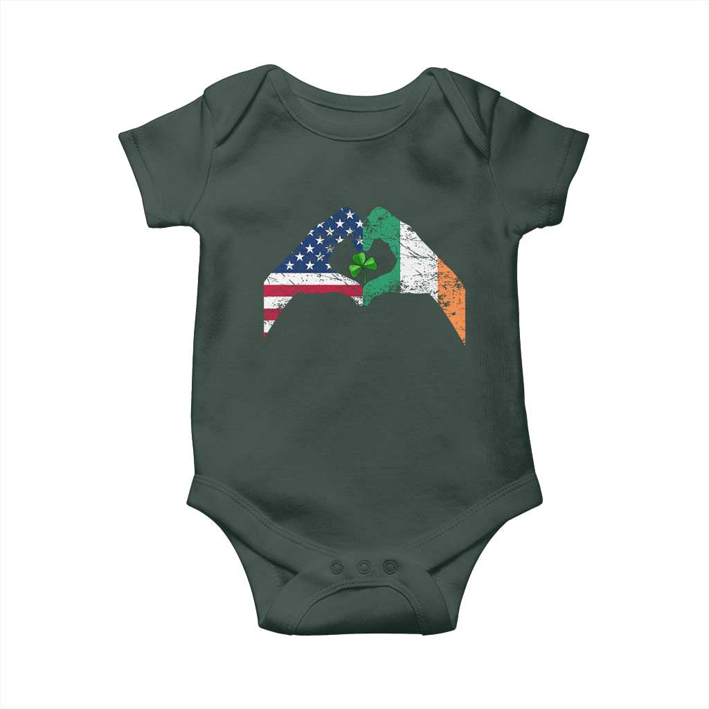 America Ireland Flag Baby Onesie Lucky Shamrock Vintage American Irish Roots