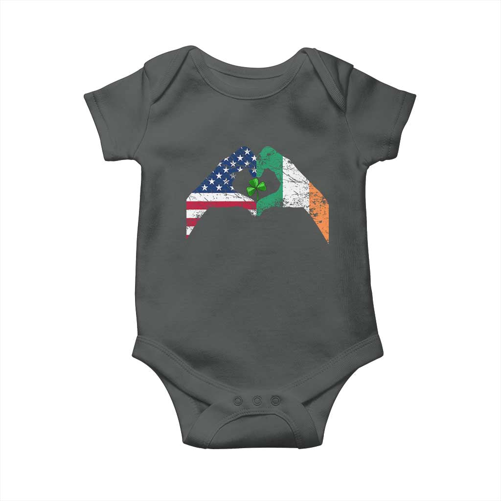 America Ireland Flag Baby Onesie Lucky Shamrock Vintage American Irish Roots