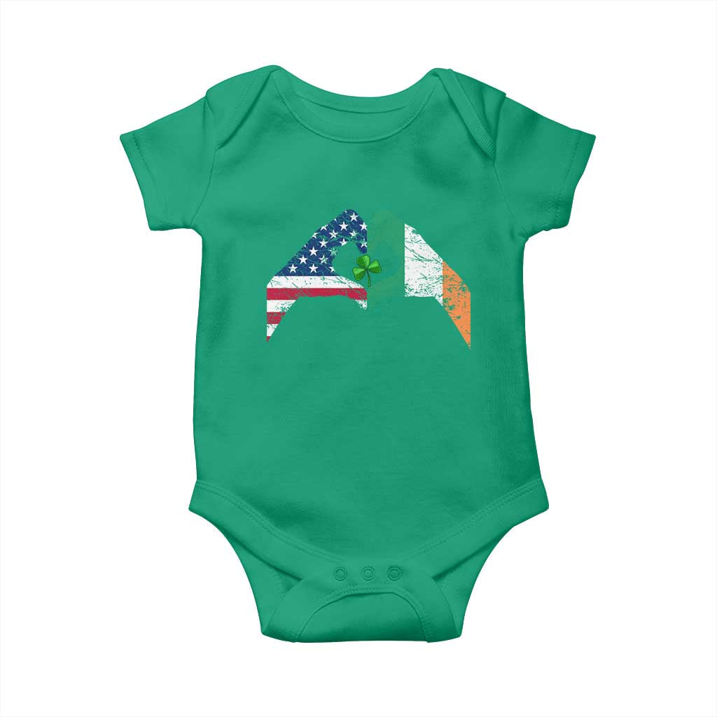 America Ireland Flag Baby Onesie Lucky Shamrock Vintage American Irish Roots