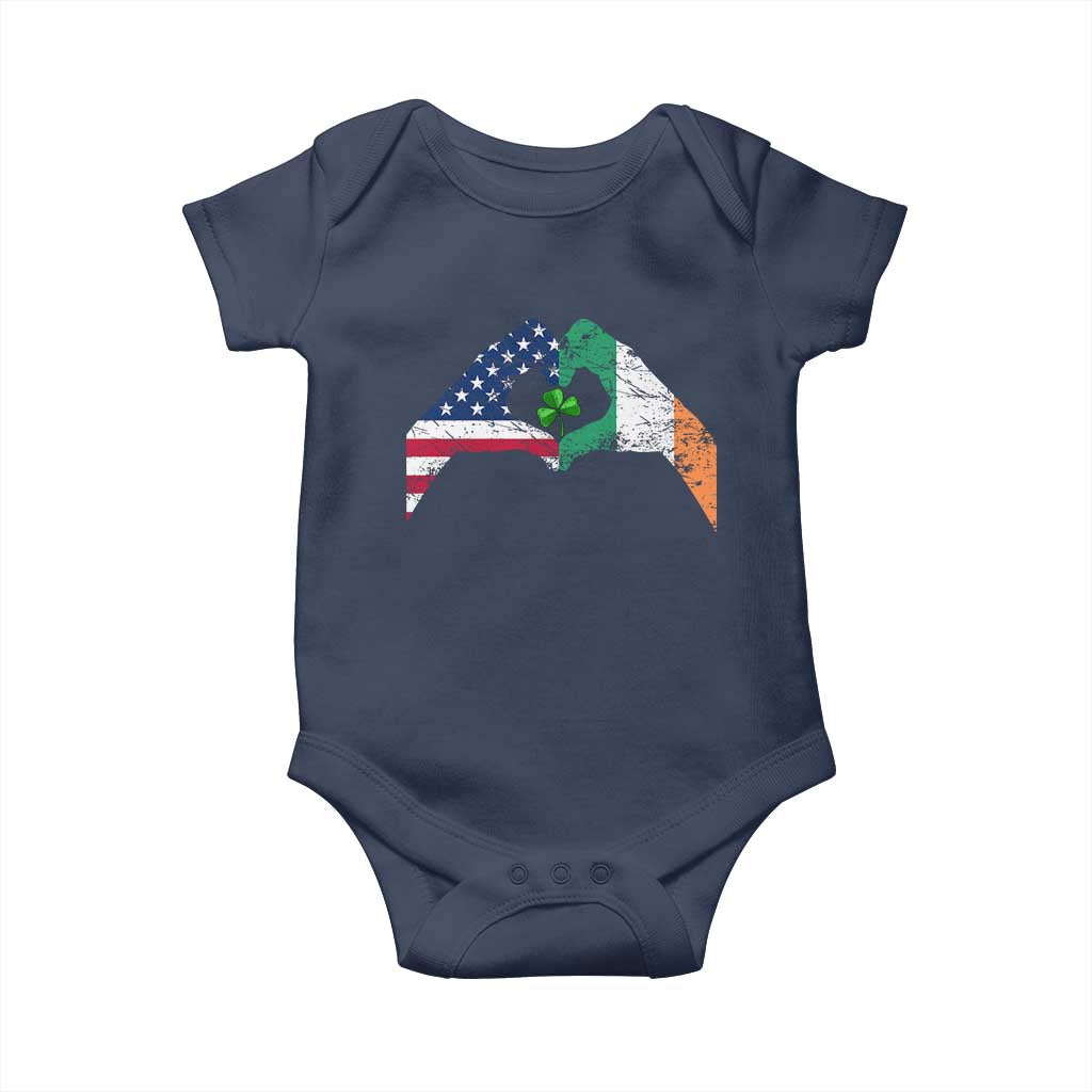 America Ireland Flag Baby Onesie Lucky Shamrock Vintage American Irish Roots