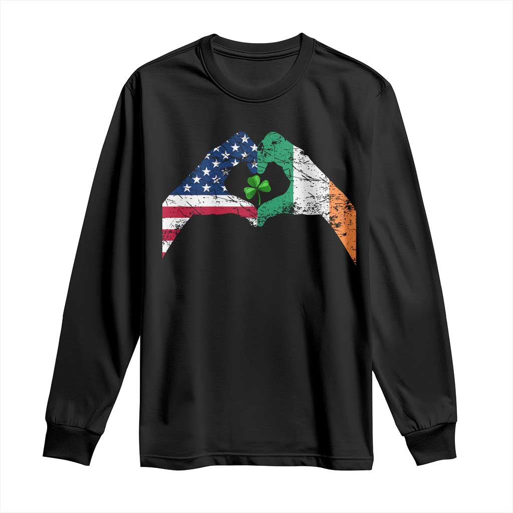 America Ireland Flag Long Sleeve Shirt Lucky Shamrock Vintage American Irish Roots