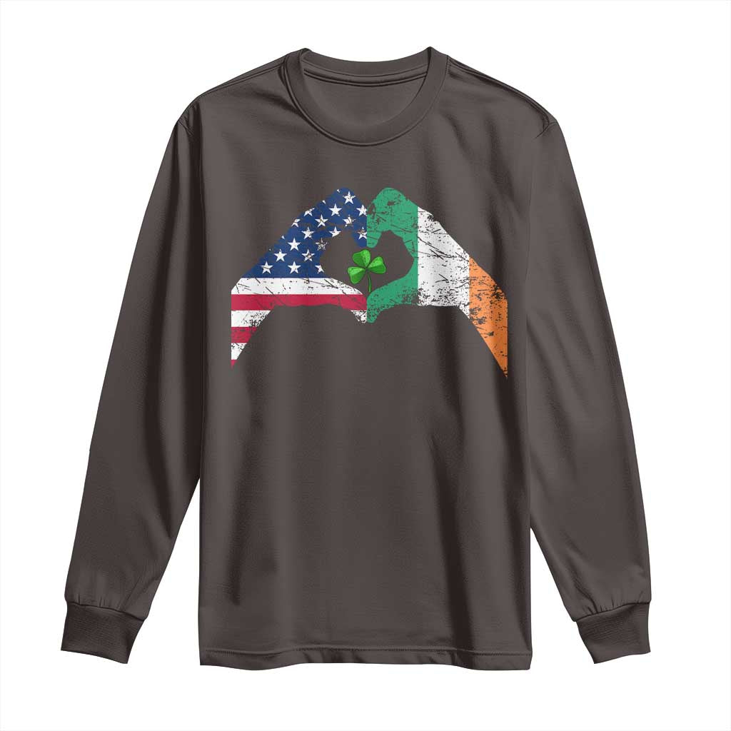 America Ireland Flag Long Sleeve Shirt Lucky Shamrock Vintage American Irish Roots