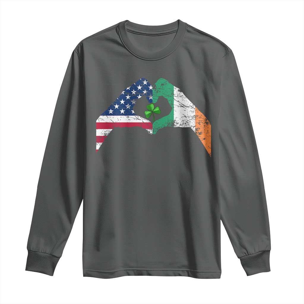 America Ireland Flag Long Sleeve Shirt Lucky Shamrock Vintage American Irish Roots