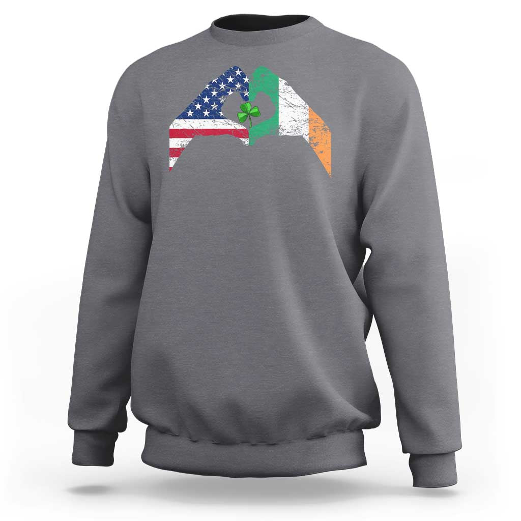 America Ireland Flag Sweatshirt Lucky Shamrock Vintage American Irish Roots