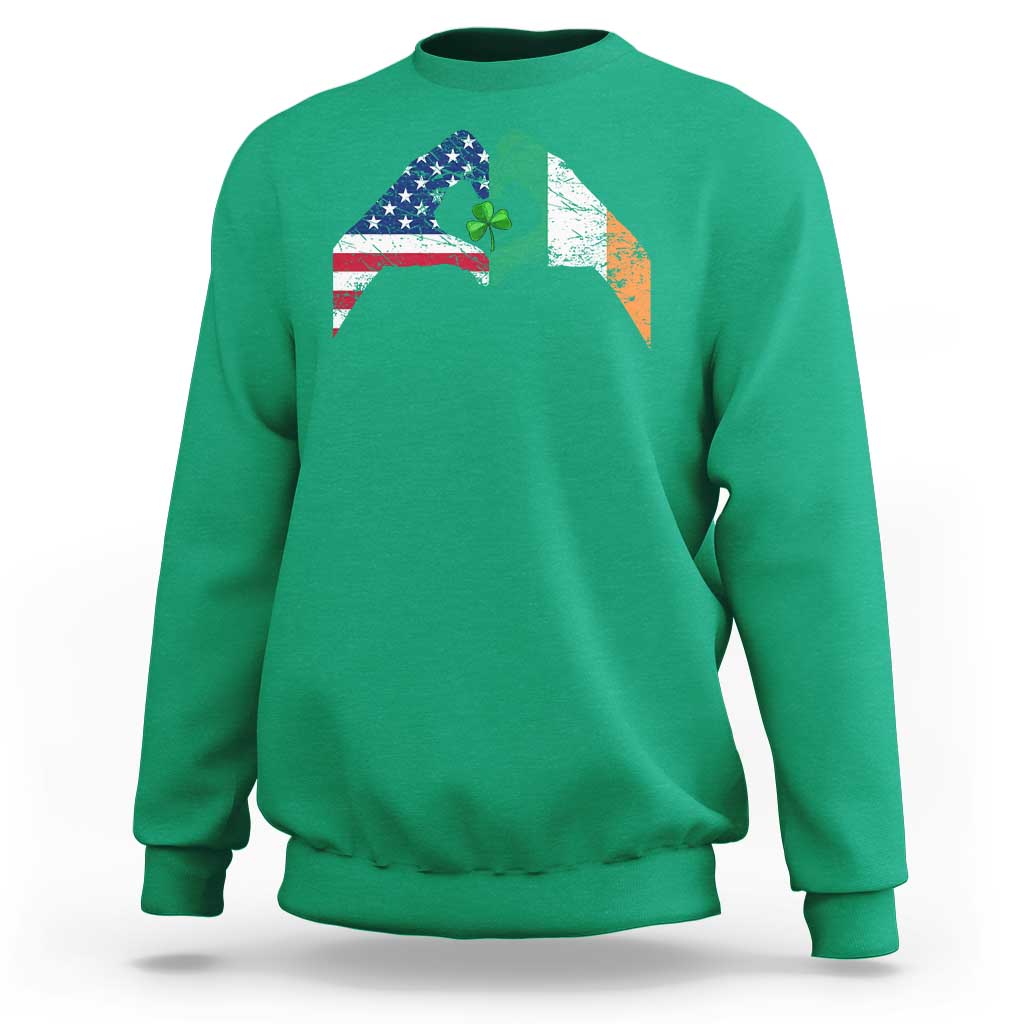 America Ireland Flag Sweatshirt Lucky Shamrock Vintage American Irish Roots