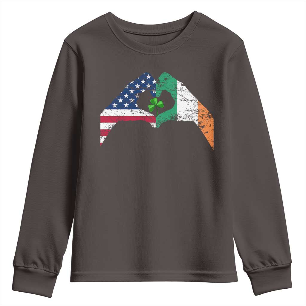 America Ireland Flag Youth Sweatshirt Lucky Shamrock Vintage American Irish Roots