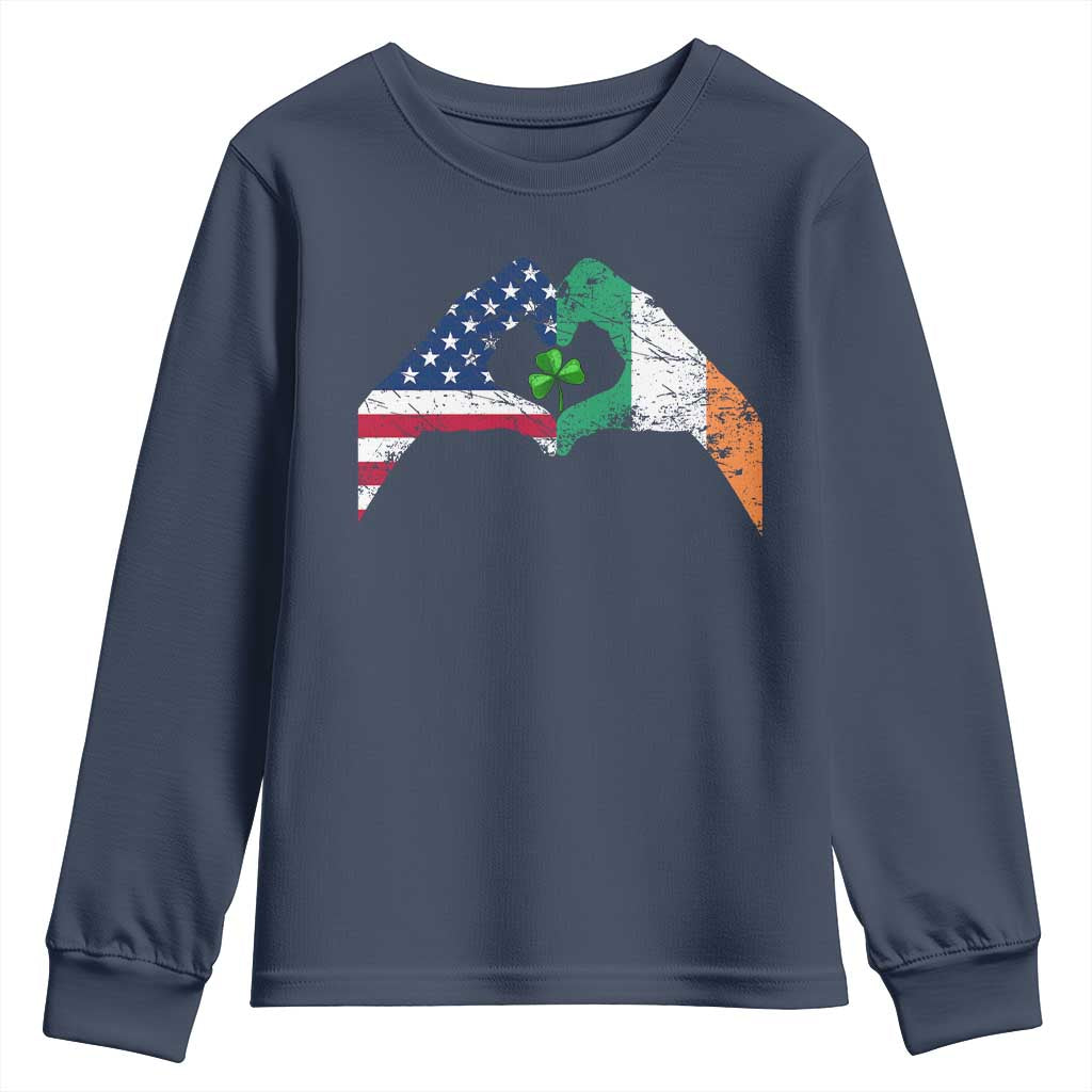 America Ireland Flag Youth Sweatshirt Lucky Shamrock Vintage American Irish Roots