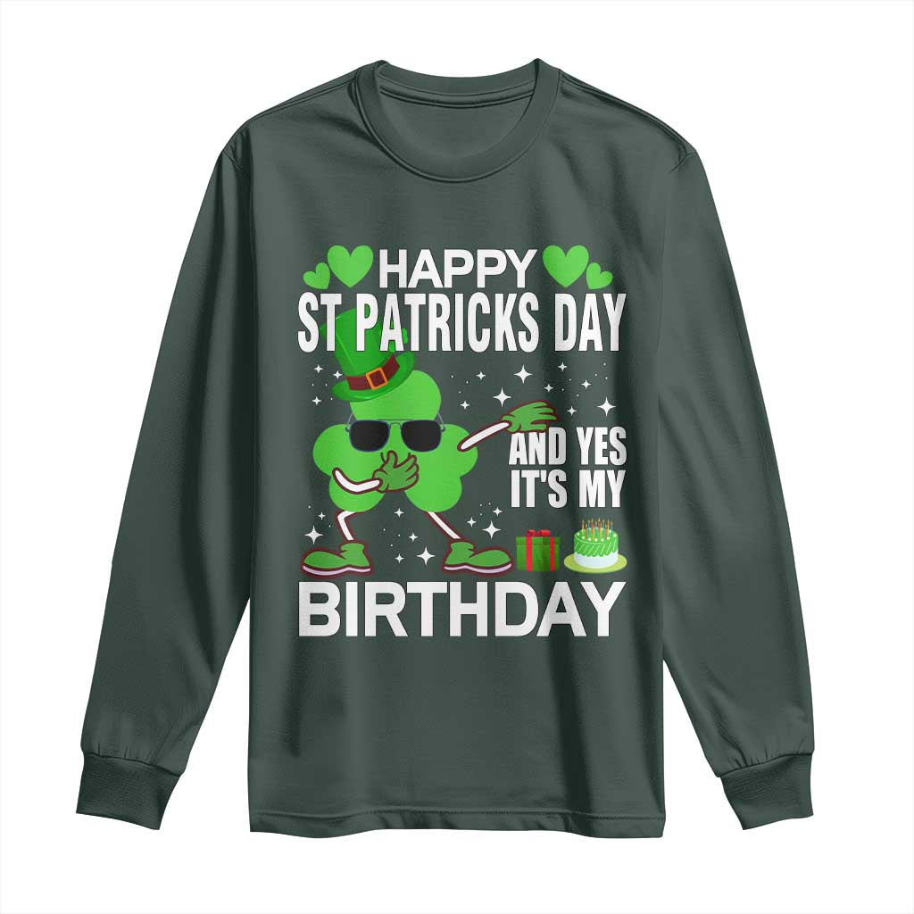 St Patricks Day Birthday Long Sleeve Shirt Born On Saint Paddys Irish Bday Gift
