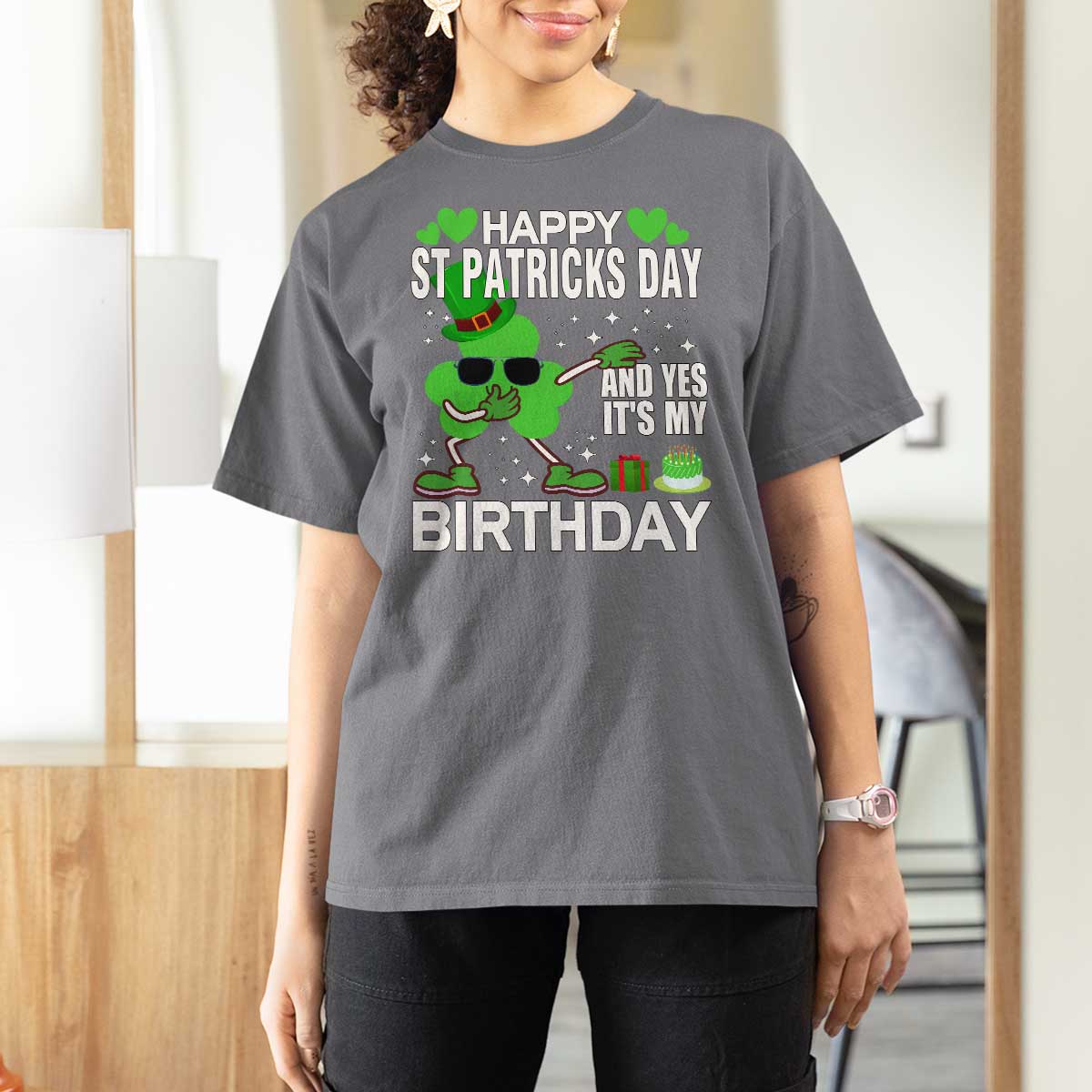 St Patricks Day Birthday T Shirt For Women Born On Saint Paddys Irish Bday Gift