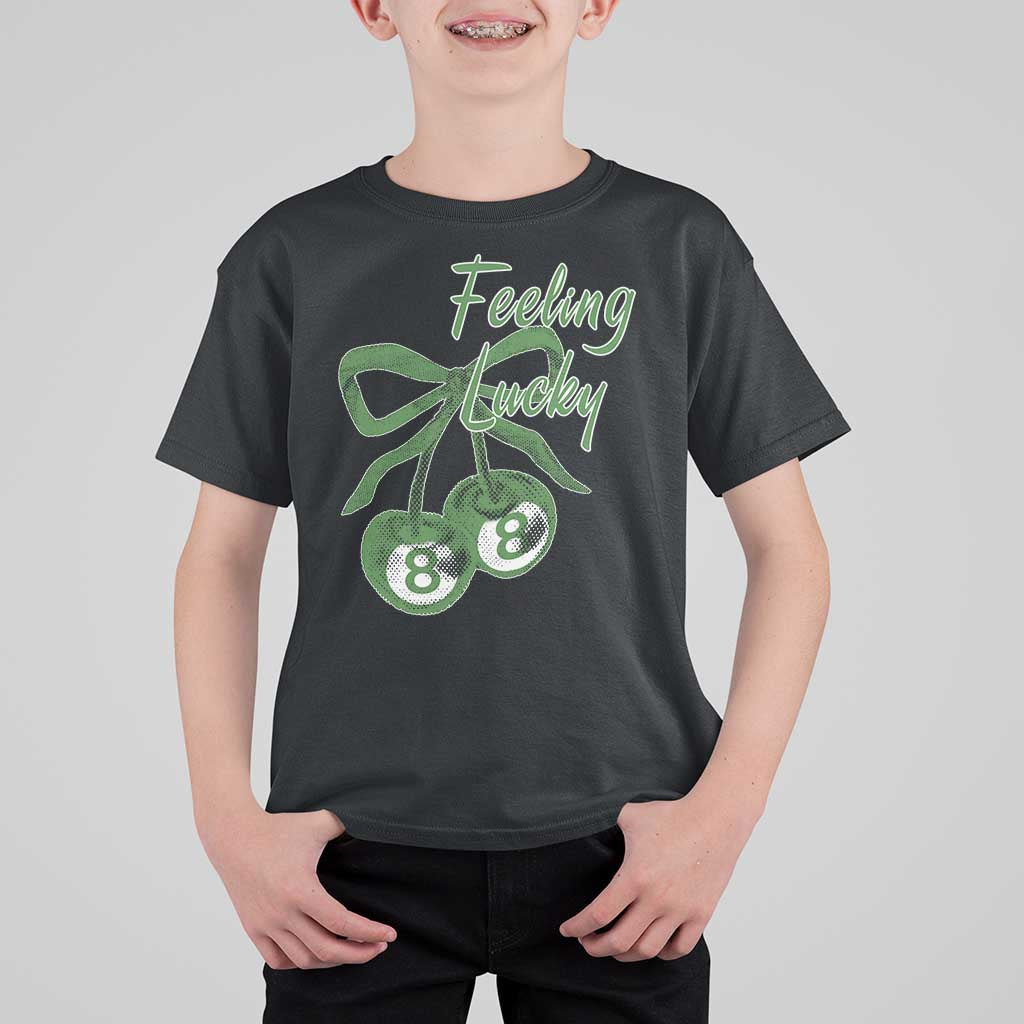 Cherry 8 Ball T Shirt For Kid Feeling Lucky Girl Syndrome Coquette St Patricks Day