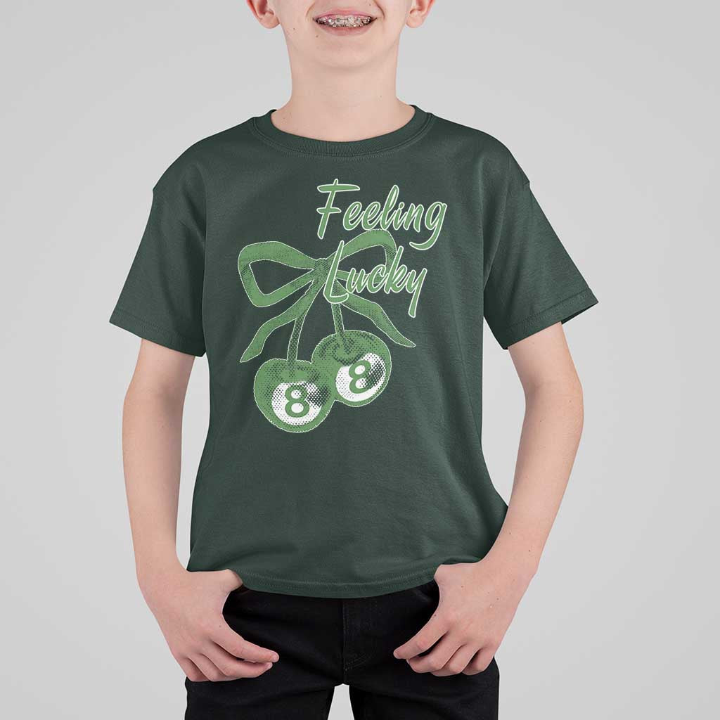 Cherry 8 Ball T Shirt For Kid Feeling Lucky Girl Syndrome Coquette St Patricks Day