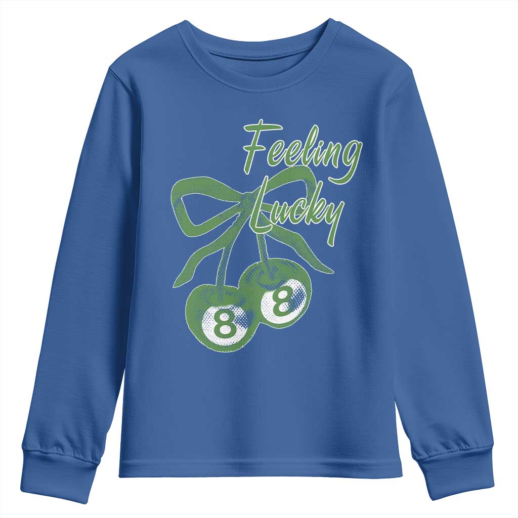 Cherry 8 Ball Youth Sweatshirt Feeling Lucky Girl Syndrome Coquette St Patricks Day