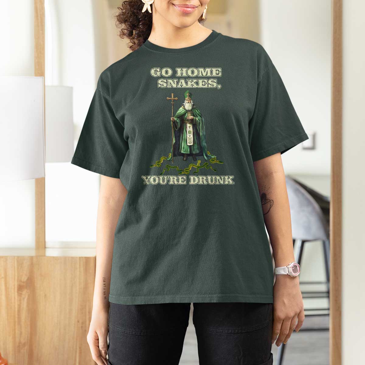 Funny St. Patrick's Day T Shirt For Women Go Home Snakes, You're Drunk