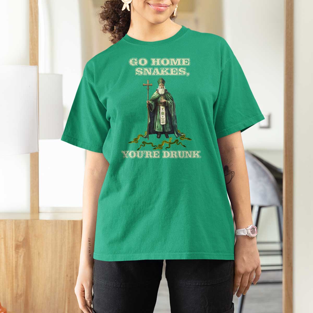 Funny St. Patrick's Day T Shirt For Women Go Home Snakes, You're Drunk