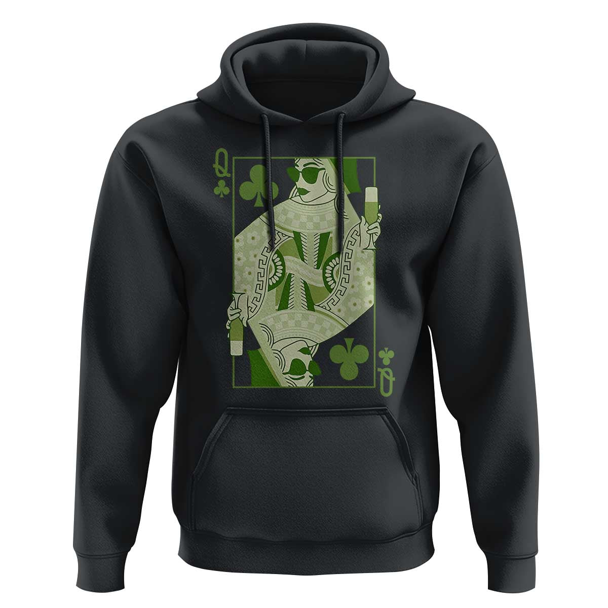 St. Patrick's Day Pub Hoodie Queen of Clubs Fun Green Pub