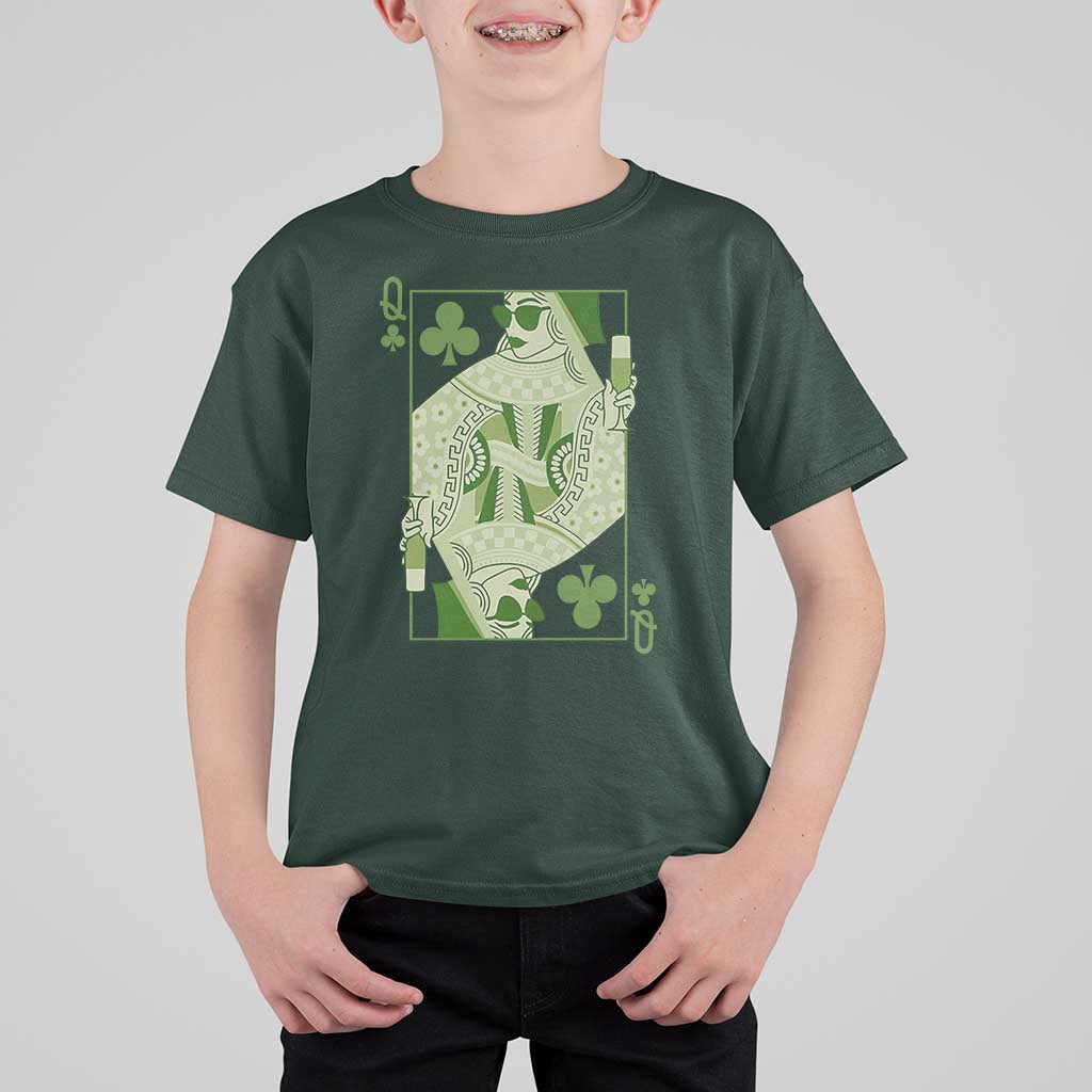 St. Patrick's Day Pub T Shirt For Kid Queen of Clubs Fun Green Pub