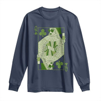 St. Patrick's Day Pub Long Sleeve Shirt Queen of Clubs Fun Green Pub