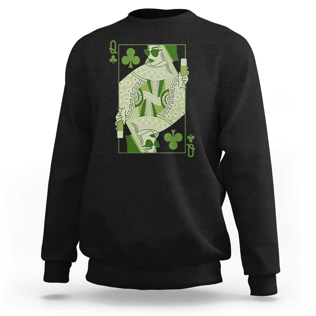 St. Patrick's Day Pub Sweatshirt Queen of Clubs Fun Green Pub