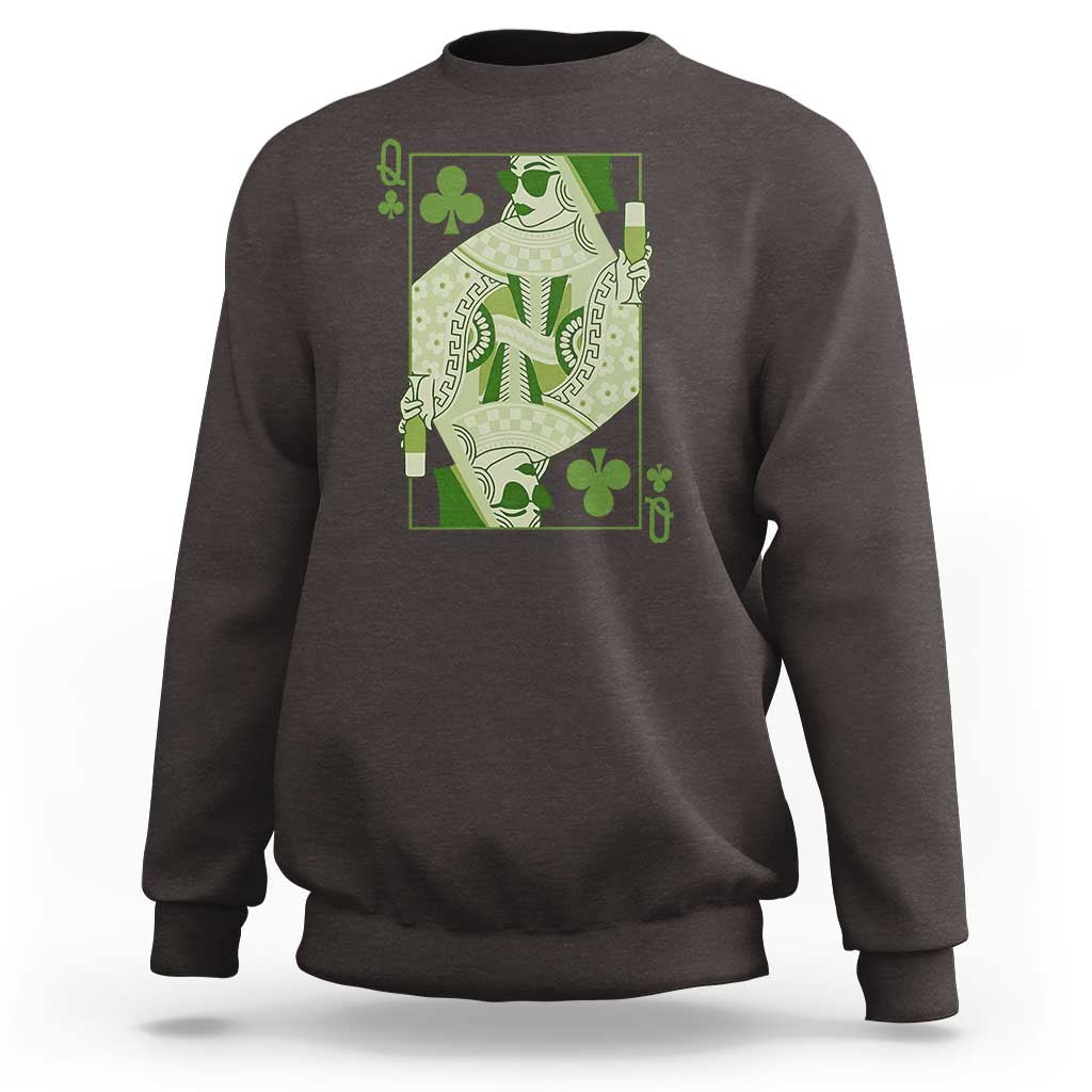 St. Patrick's Day Pub Sweatshirt Queen of Clubs Fun Green Pub