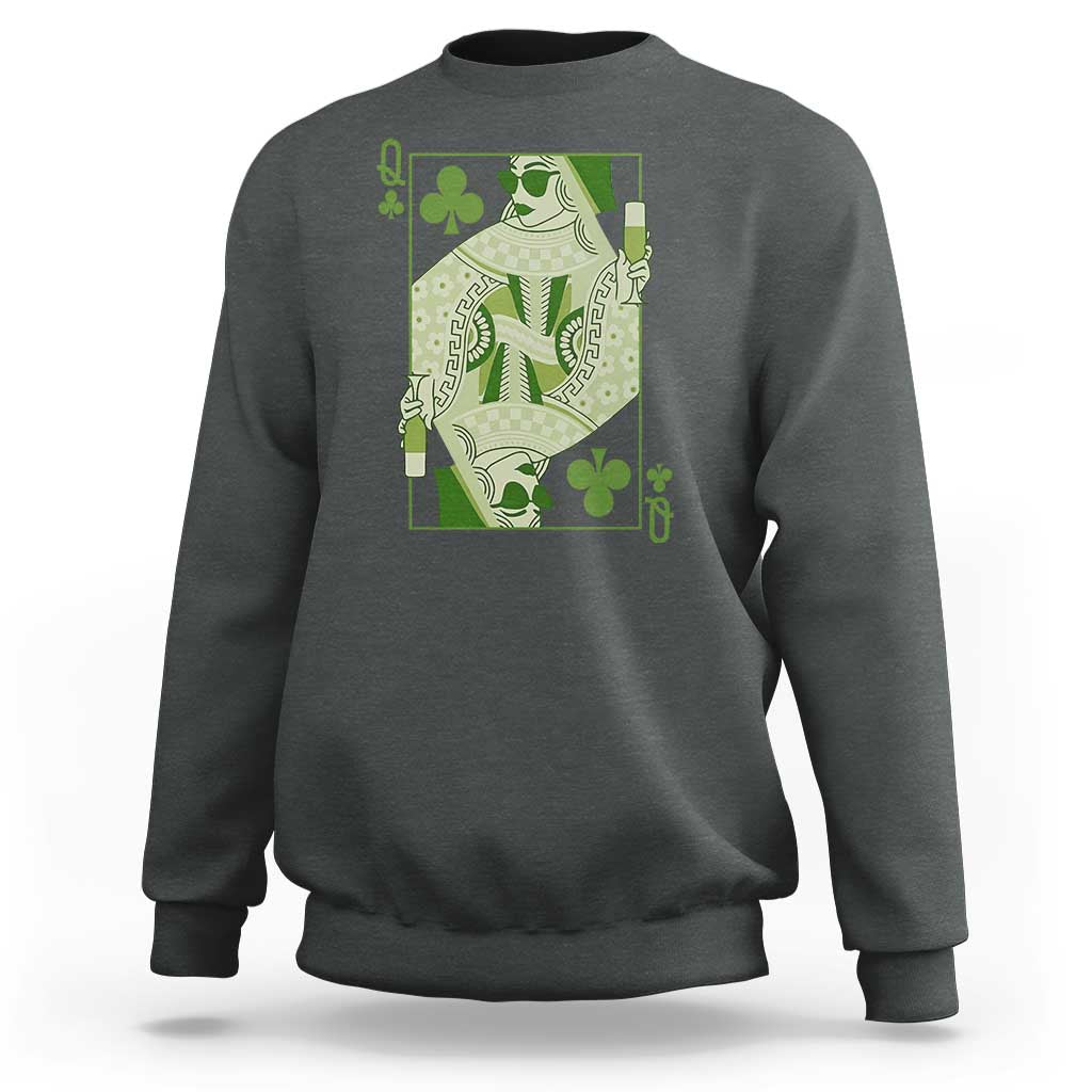 St. Patrick's Day Pub Sweatshirt Queen of Clubs Fun Green Pub