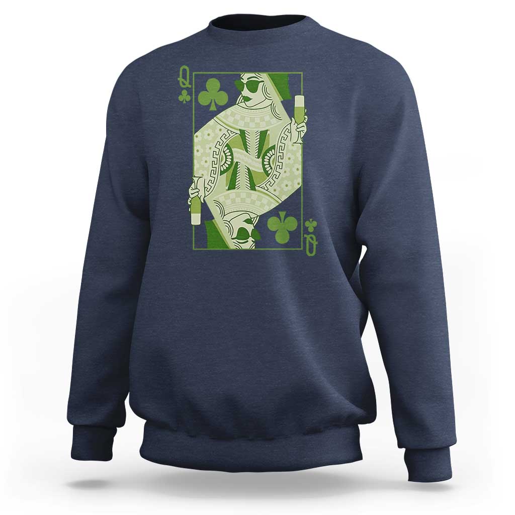 St. Patrick's Day Pub Sweatshirt Queen of Clubs Fun Green Pub