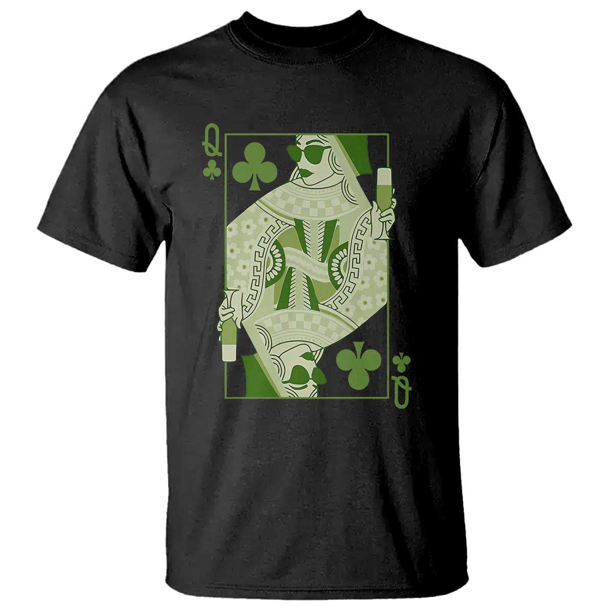 St. Patrick's Day Pub T Shirt Queen of Clubs Fun Green Pub