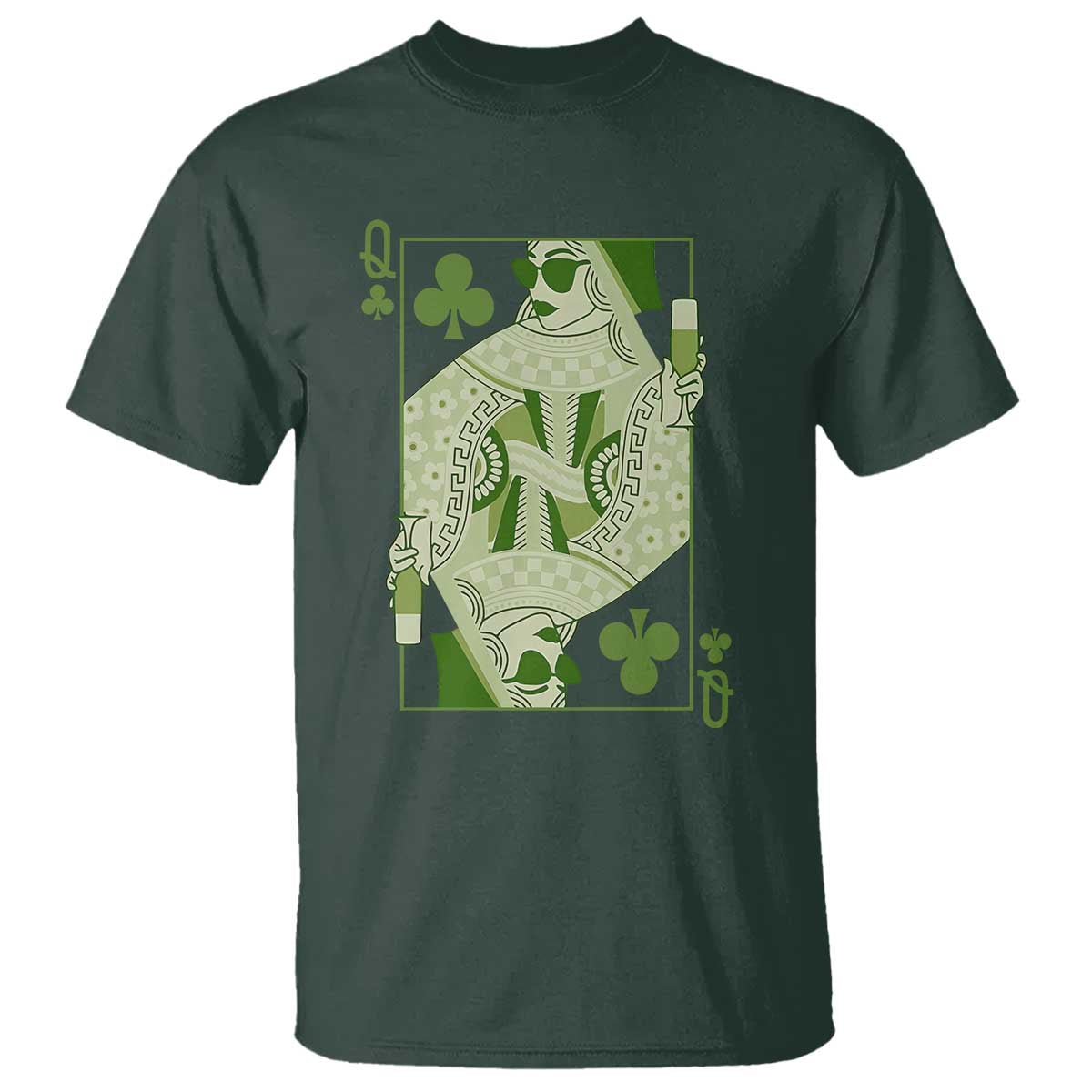 St. Patrick's Day Pub T Shirt Queen of Clubs Fun Green Pub