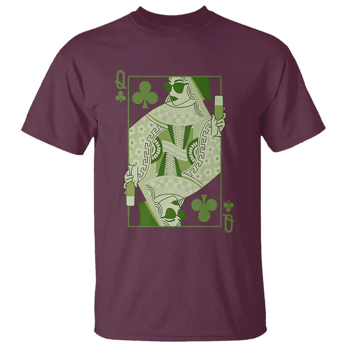 St. Patrick's Day Pub T Shirt Queen of Clubs Fun Green Pub