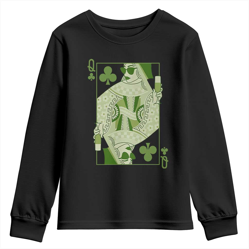 St. Patrick's Day Pub Youth Sweatshirt Queen of Clubs Fun Green Pub