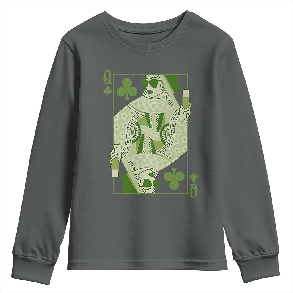 St. Patrick's Day Pub Youth Sweatshirt Queen of Clubs Fun Green Pub