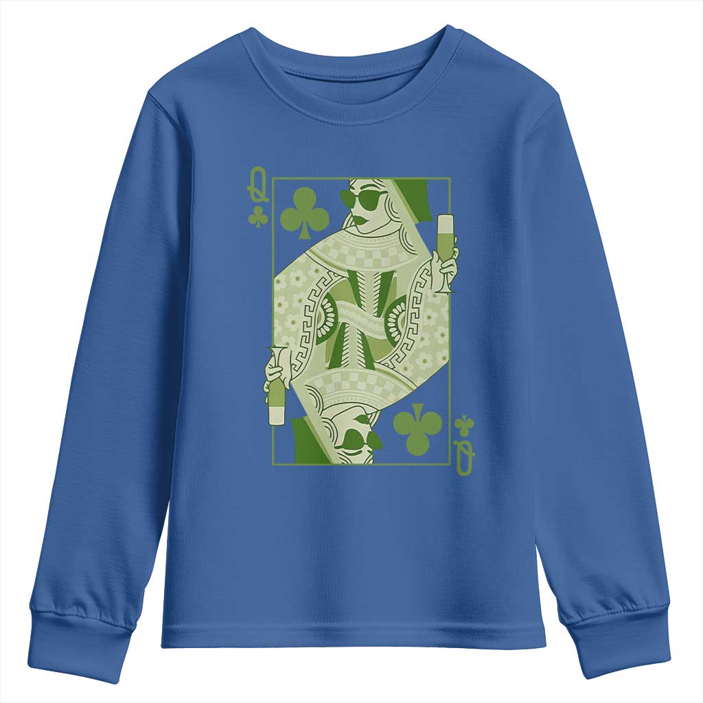 St. Patrick's Day Pub Youth Sweatshirt Queen of Clubs Fun Green Pub