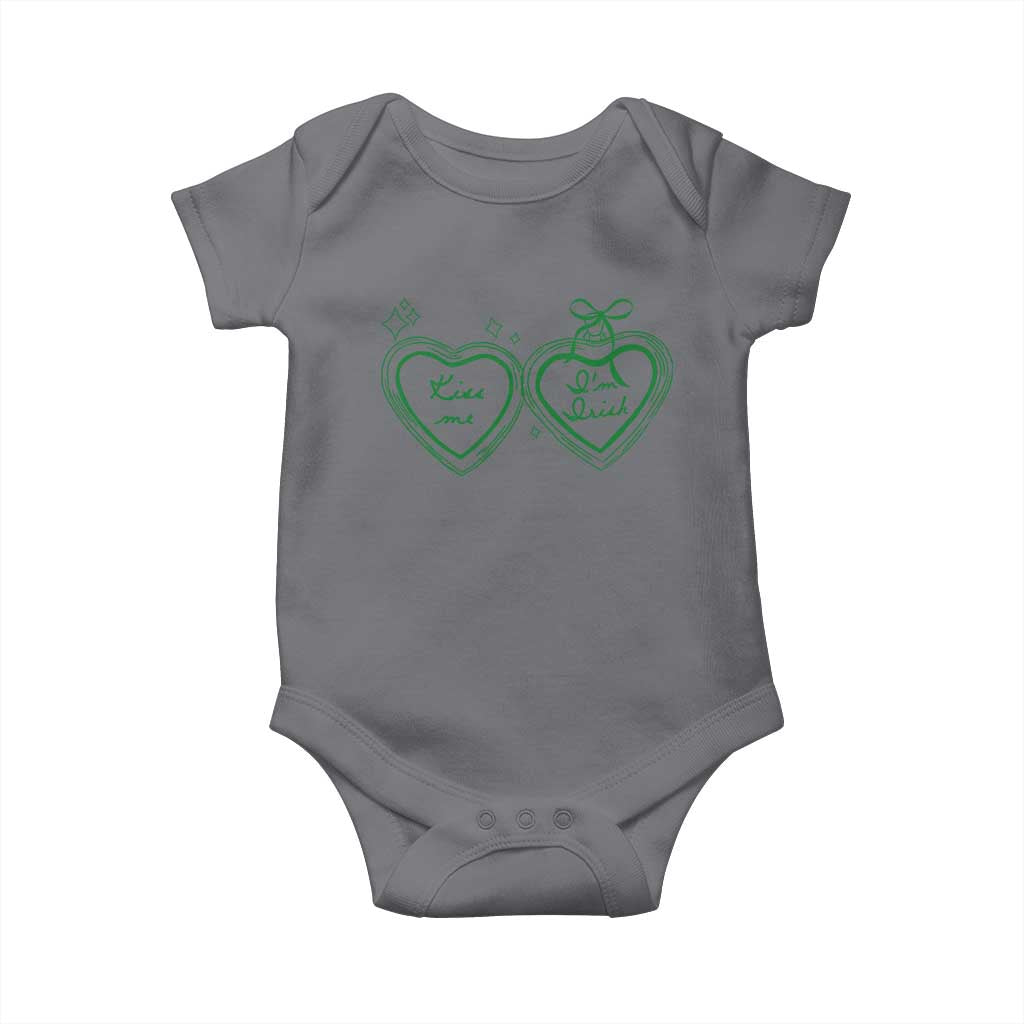 Kiss Me I'm Irish Baby Onesie Green Heart Locket St. Patrick's Day Pride